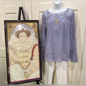 Sundance lavender cotton and lace gorgeous blouse